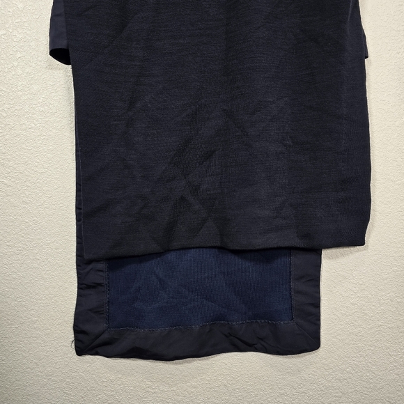 COS Womens XS Blue Wool Blend Mock Neck‎ High Low Shift Dress Short Sleeve - Picture 2 of 11